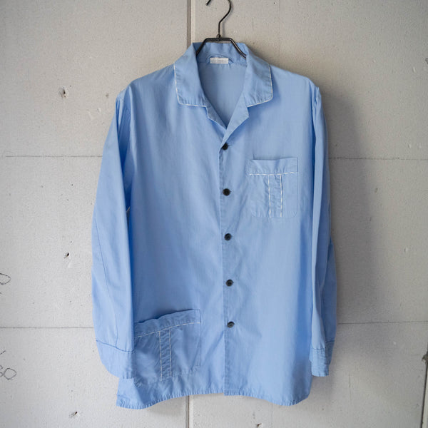 around1970s Germany ice blue color basic pajama shirt