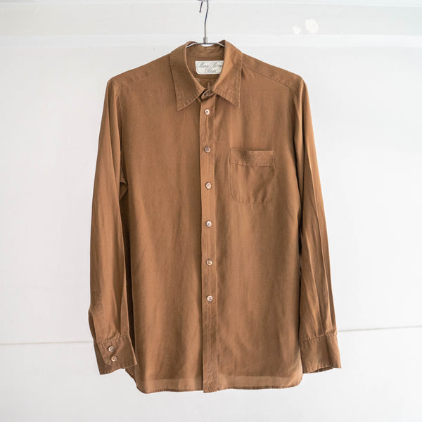 around 1990s brown color all silk shirt