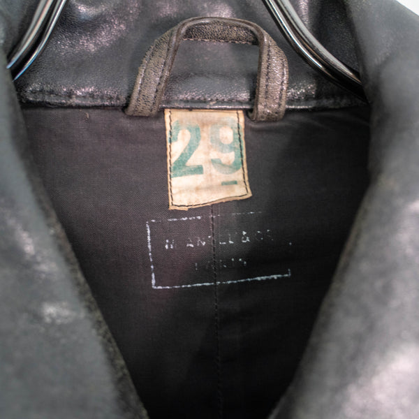 around 1970s French military black leather motor cycle coat