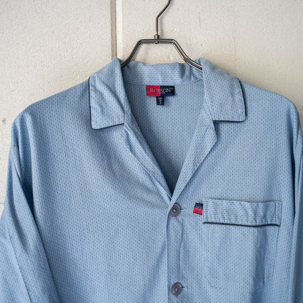 around1990s all-over pattern blue pajama shirt　