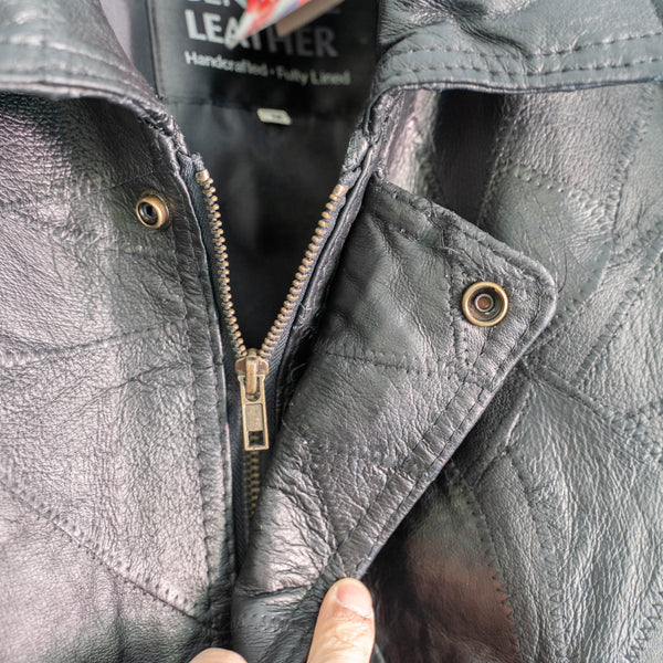 1980-90s black color stitch design leather jacket "dead stock"