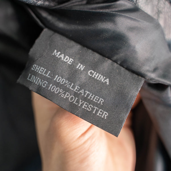 1980-90s black color stitch design leather jacket "dead stock"