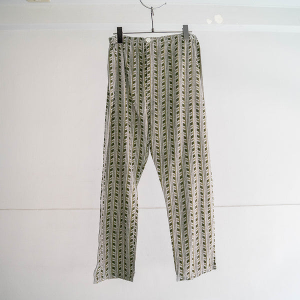 around 1980s Europe green color cotton × viscose pajamas set-up