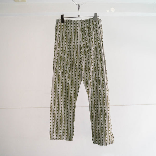 around 1980s Europe green color cotton × viscose pajamas set-up