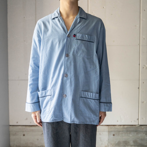 around1990s all-over pattern blue pajama shirt　