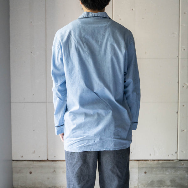 around1990s all-over pattern blue pajama shirt　