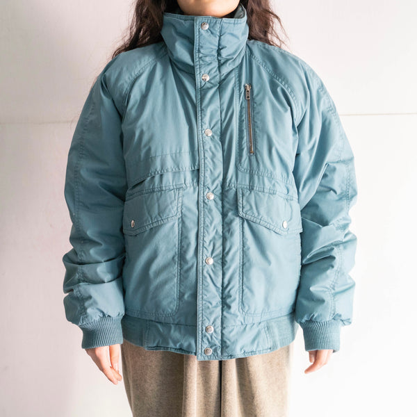 around1990s turquoise blue color stand neck down jacket