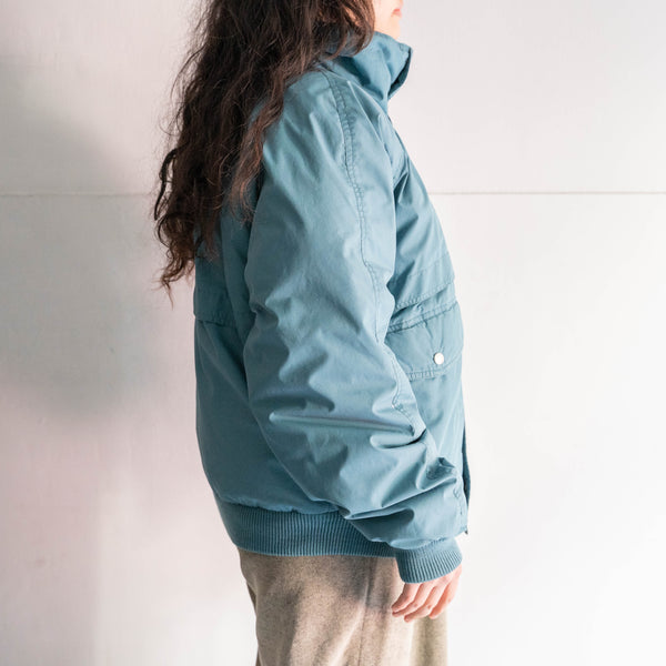 around1990s turquoise blue color stand neck down jacket