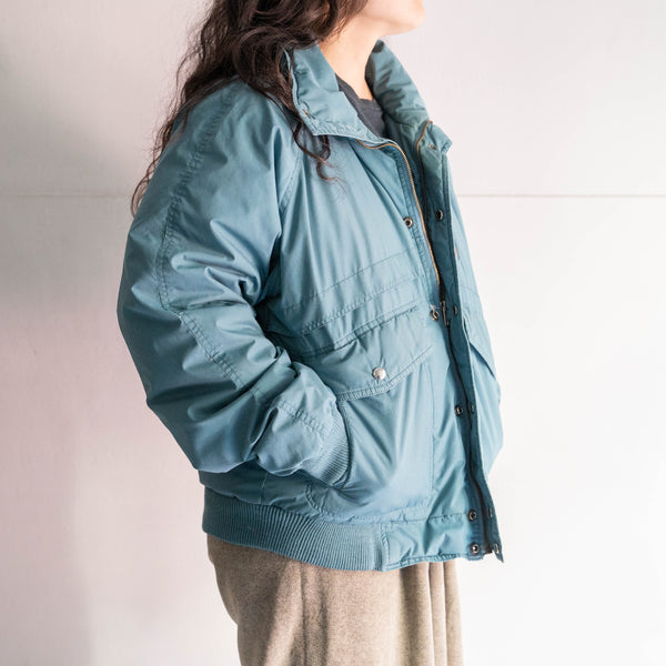 around1990s turquoise blue color stand neck down jacket