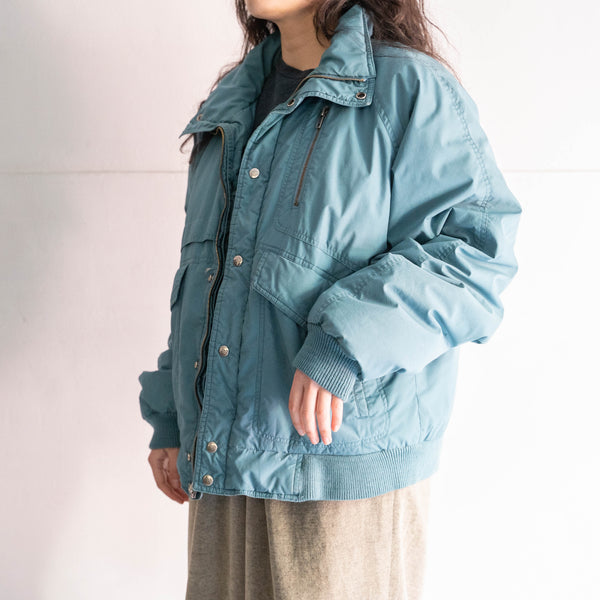 around1990s turquoise blue color stand neck down jacket