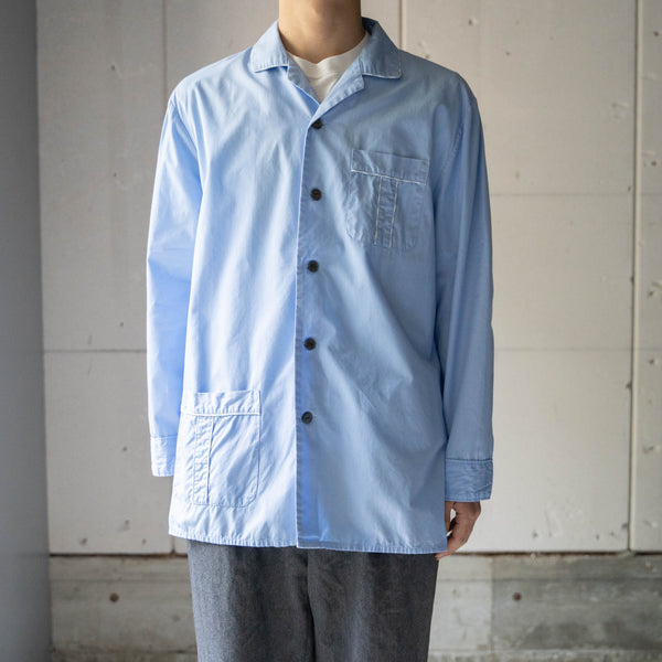 around1970s Germany ice blue color basic pajama shirt