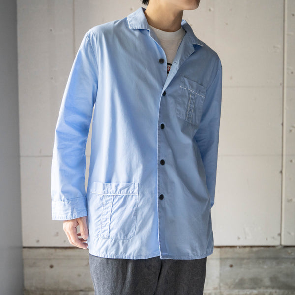 around1970s Germany ice blue color basic pajama shirt