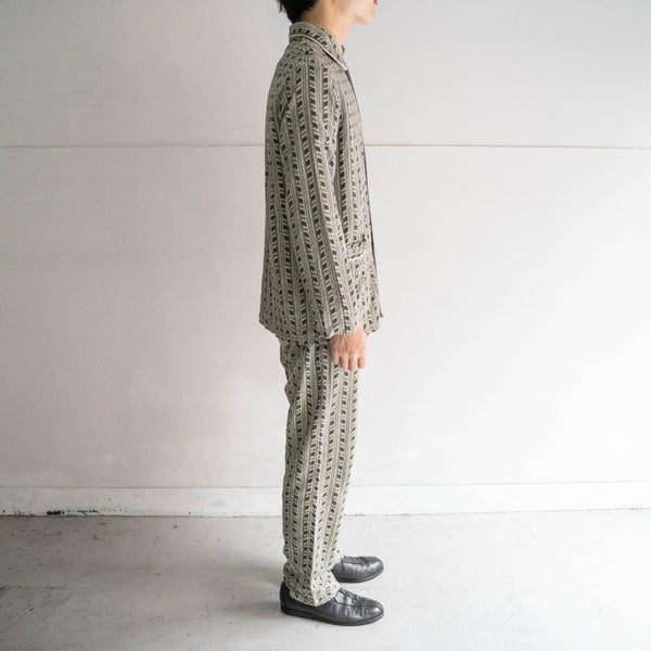 around 1980s Europe green color cotton × viscose pajamas set-up