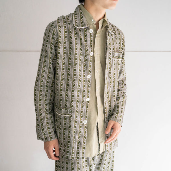 around 1980s Europe green color cotton × viscose pajamas set-up