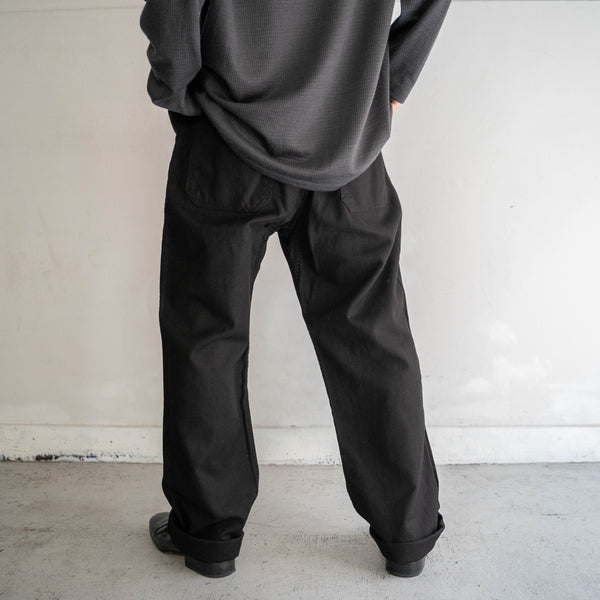 1960-70s France work pants with belt 'dead stock' -black dyed-