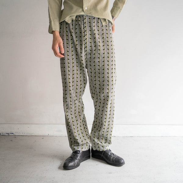 around 1980s Europe green color cotton × viscose pajamas set-up