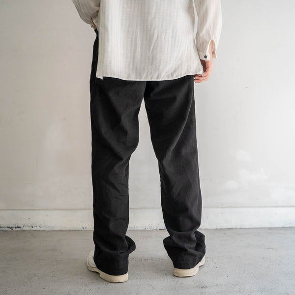 1970s Europe work pants with strange pockets 'dead stock' -black dyed-