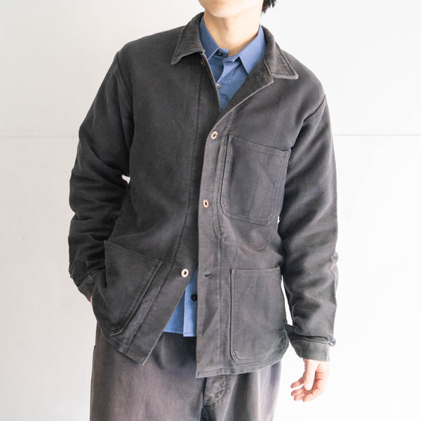 around1960s Germany black elephantskin work jacket -good fade-