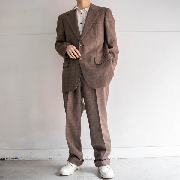 1970s Japan vintage brown checked set up