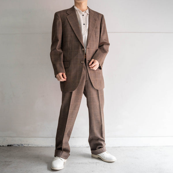 1970s Japan vintage brown checked set up
