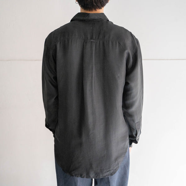 2000s 'PERRY ELLIS' black color silk shirt