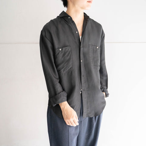 2000s 'PERRY ELLIS' black color silk shirt