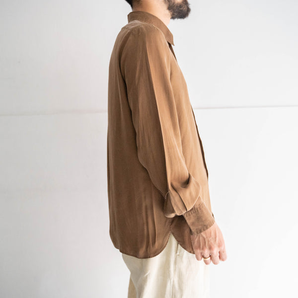 around 1990s brown color all silk shirt