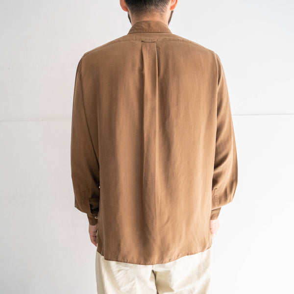 around 1990s brown color all silk shirt