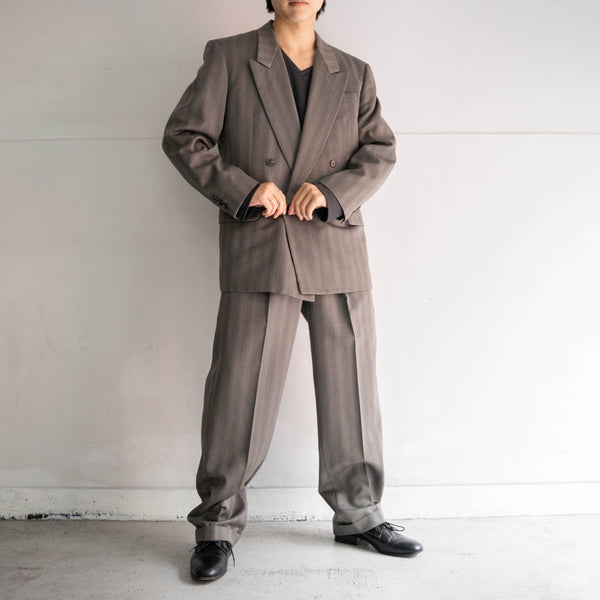 1990s Japan vintage gray striped double breasted tailored jacket