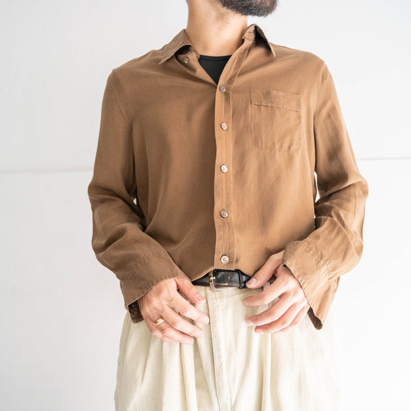 around 1990s brown color all silk shirt