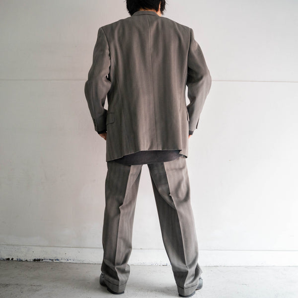 1990s Japan vintage gray striped double breasted tailored jacket