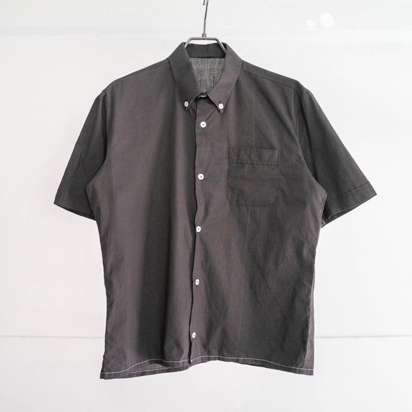 1980s black dyed short sleeve shirt -remake-