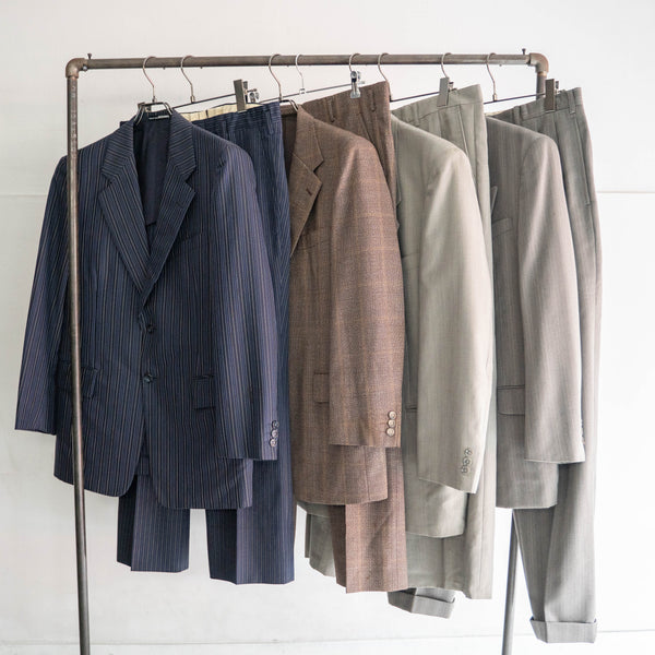 1970s Japan vintage brown checked set up