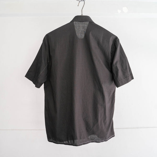 1980s black dyed short sleeve shirt -remake-