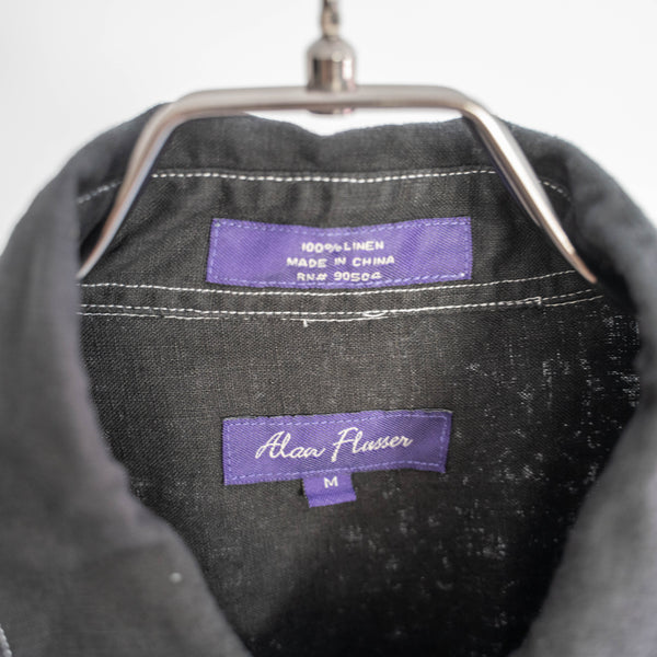 2000s linen 100 short sleeve shirt ‘black dyed’ -remake-