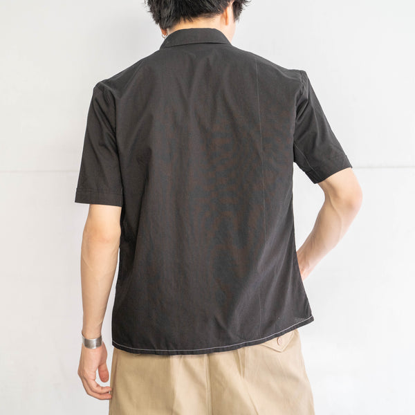 1980s black dyed short sleeve shirt -remake-