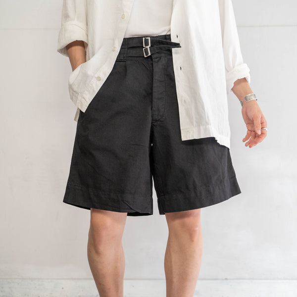 around 1970s Italian military chino gurkha shorts "dead stock" -black dyed-