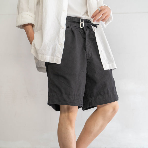 around 1970s Italian military chino gurkha shorts "dead stock" -black dyed-