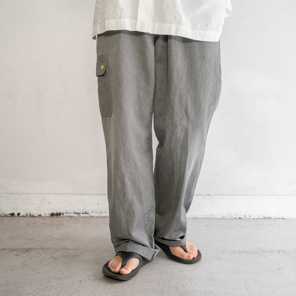 1990s Europe one-cargo chef pants -black dyed-
