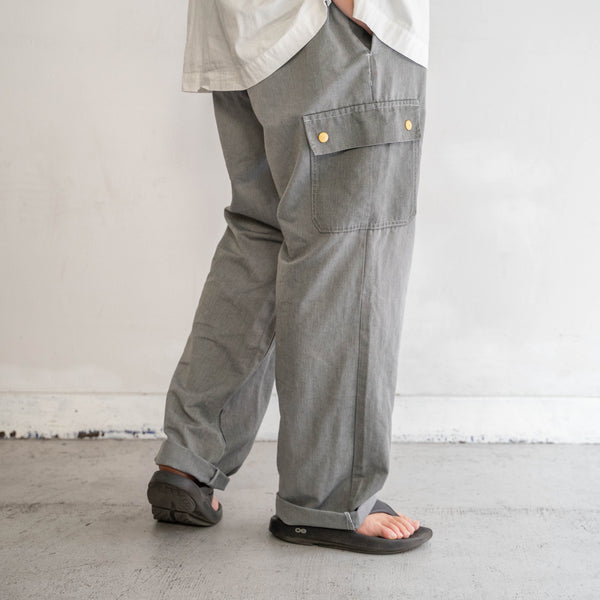 1990s Europe one-cargo chef pants -black dyed-
