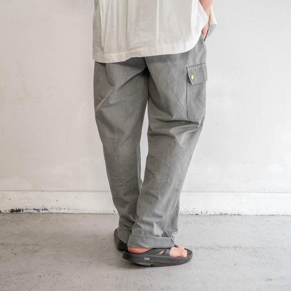 1990s Europe one-cargo chef pants -black dyed-