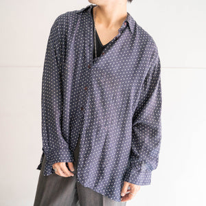 1980s navy base polka dot check all rayon shirt -good dirt-