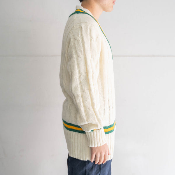 around 1990s white color  preppy like V-neck acrylic Knit