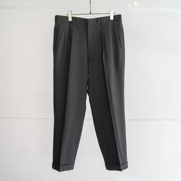 1990s Japan vintage black woven two tuck slacks