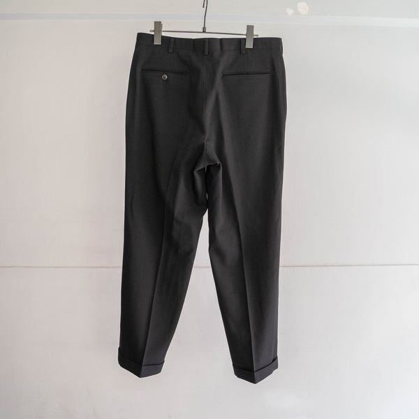 1990s Japan vintage black woven two tuck slacks