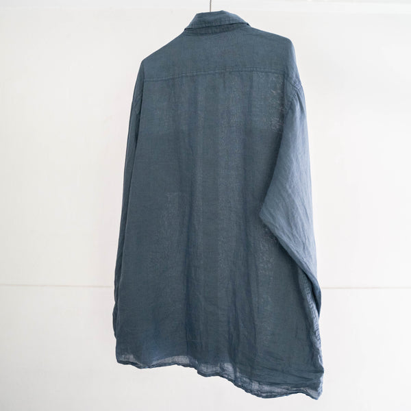 1990-00s faded blue ramie linen long sleeve shirt