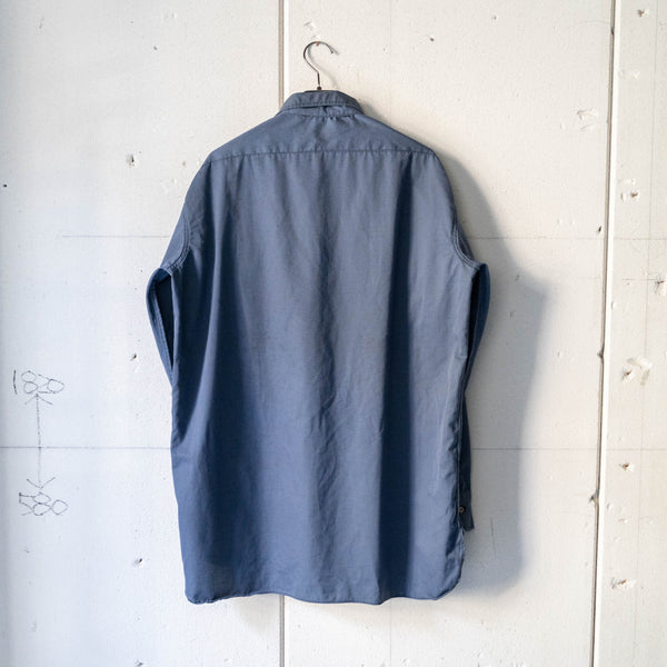 1980-90s Italian military blue work shirt 'dead stock' -black dyed & without epaulette-