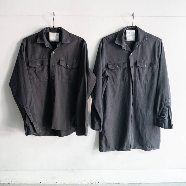 2000s British military working dress shirt 'without epaulette' -black dyed-