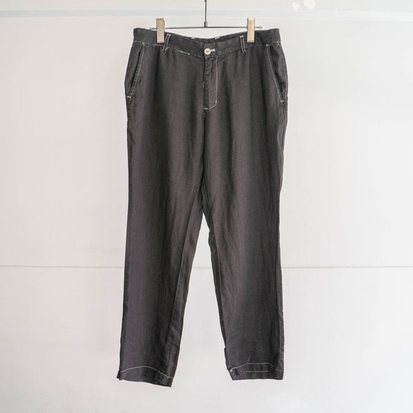 2000s black linen tapered pants -black dyed-