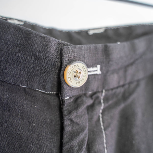 2000s black linen tapered pants -black dyed-